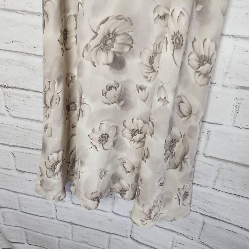 J. Peterman Womens Beige Silk Floral Collared Short Sleeve Maxi Dress Size 8 - Picture 10 of 12